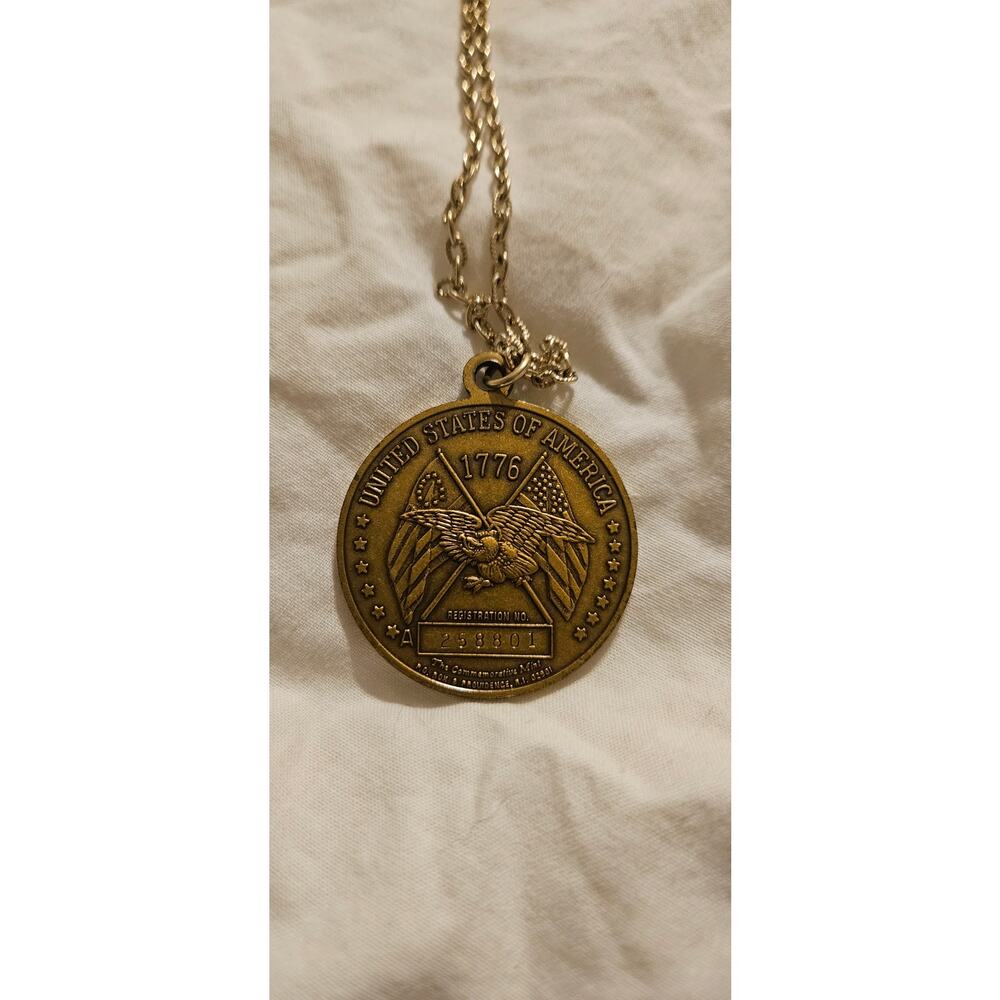 Vintage Liberty Bell 1776-1976 Bicentennial Coin Medallion Necklace